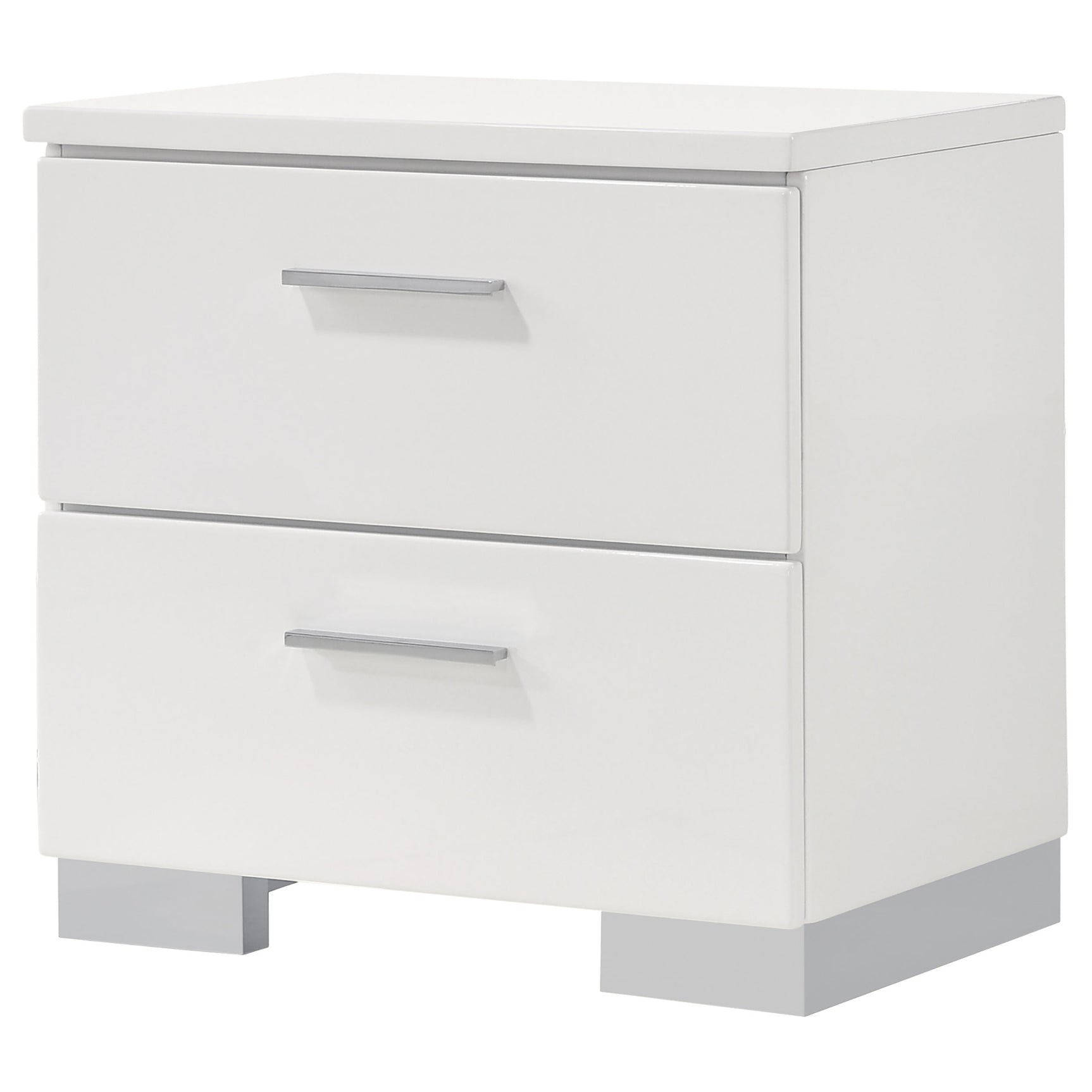 Felicity 2-drawer Nightstand White High Gloss - Tampa Furniture Outlet