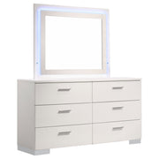 Tampa Furniture Outlet - Coaster - Felicity 6-drawer Dresser with LED Mirror White High Gloss - 203503ML