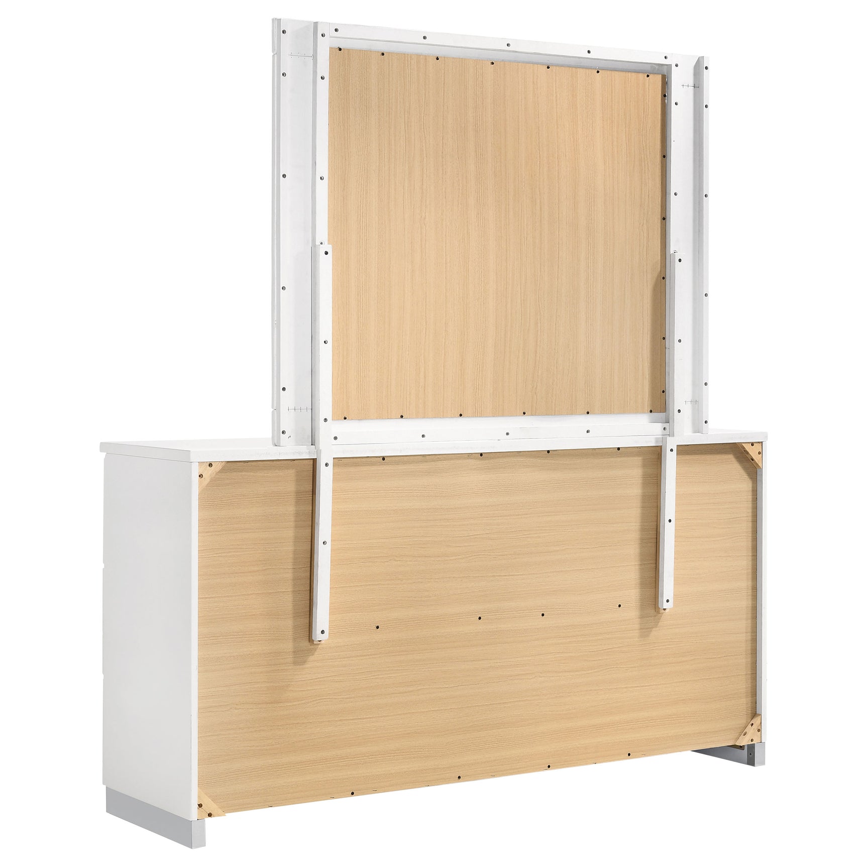 Felicity 6-drawer Wood Dresser with Mirror White High Gloss - Tampa Furniture Outlet