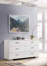 Felicity 6-drawer Dresser White High Gloss - Tampa Furniture Outlet