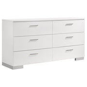 Tampa Furniture Outlet - Coaster - Felicity 6-drawer Dresser White High Gloss - 203503