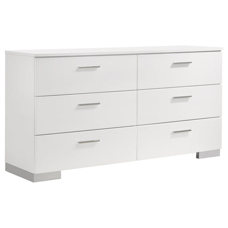 Tampa Furniture Outlet - Coaster - Felicity 6-drawer Dresser White High Gloss - 203503