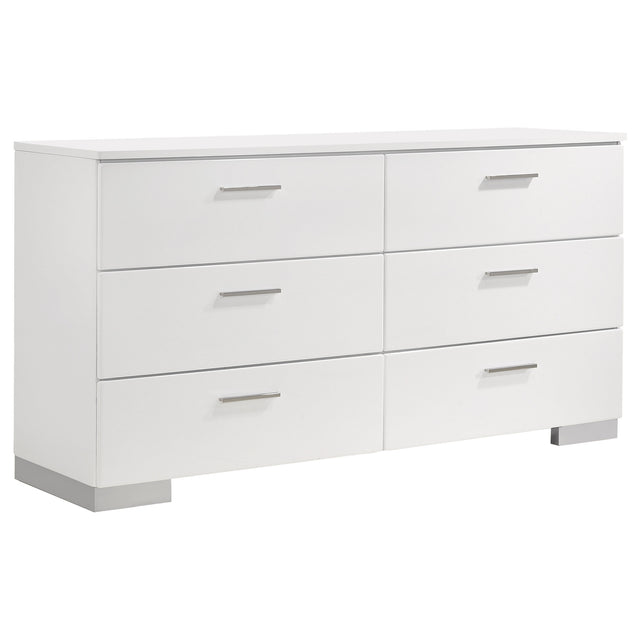 Tampa Furniture Outlet - Coaster - Felicity 6-drawer Dresser White High Gloss - 203503