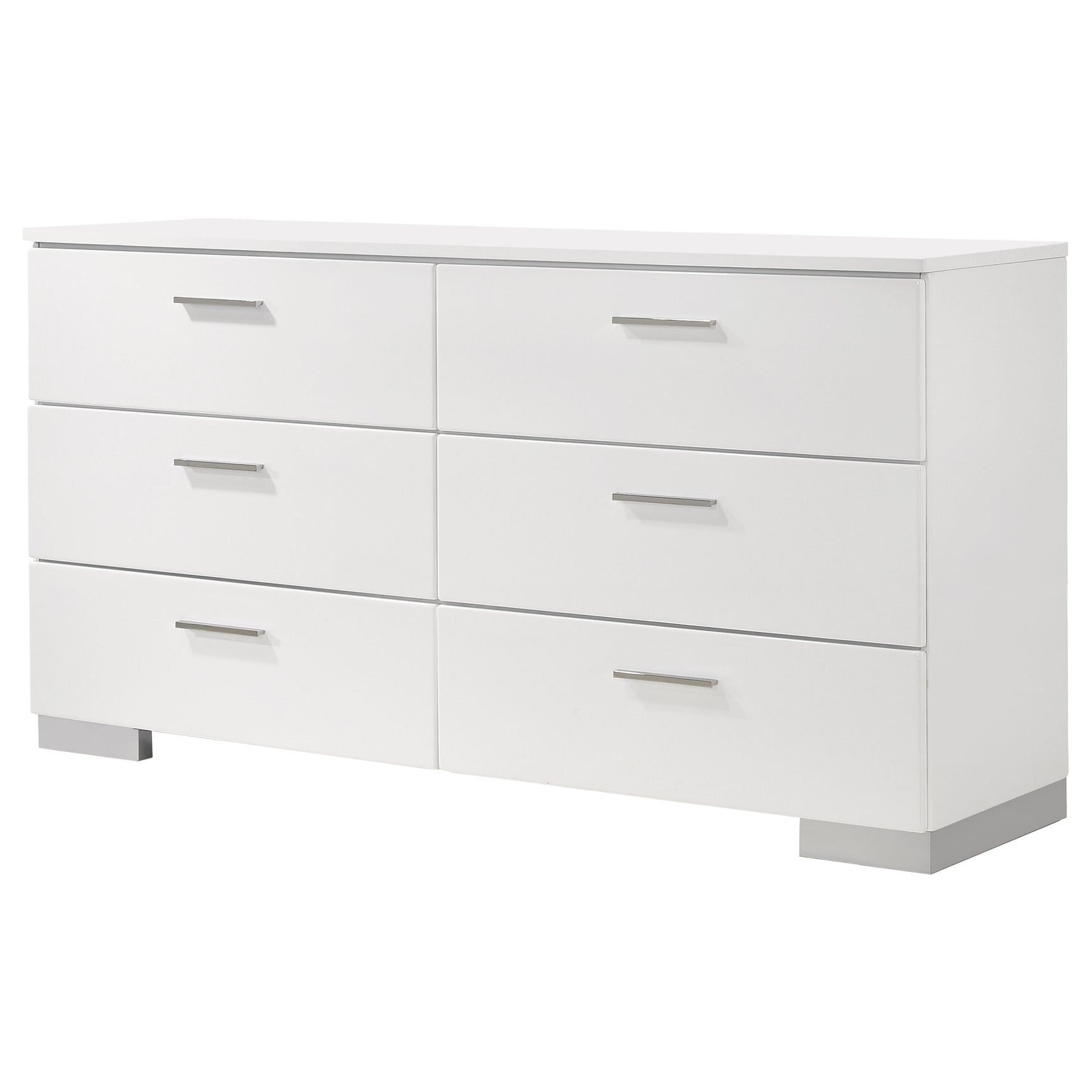 Felicity 6-drawer Dresser White High Gloss - Tampa Furniture Outlet