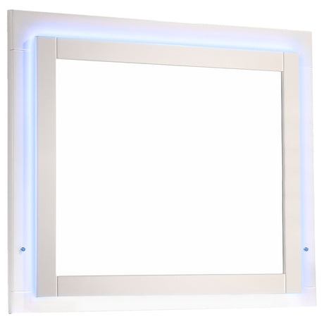 Tampa Furniture Outlet - Coaster - Felicity Wood LED Dresser Mirror White High Gloss - 203504LED