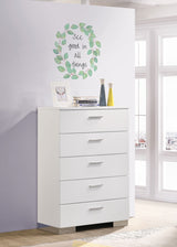 Felicity 5-drawer Bedroom Chest White High Gloss - Tampa Furniture Outlet