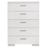 Felicity 5-drawer Bedroom Chest White High Gloss - Tampa Furniture Outlet