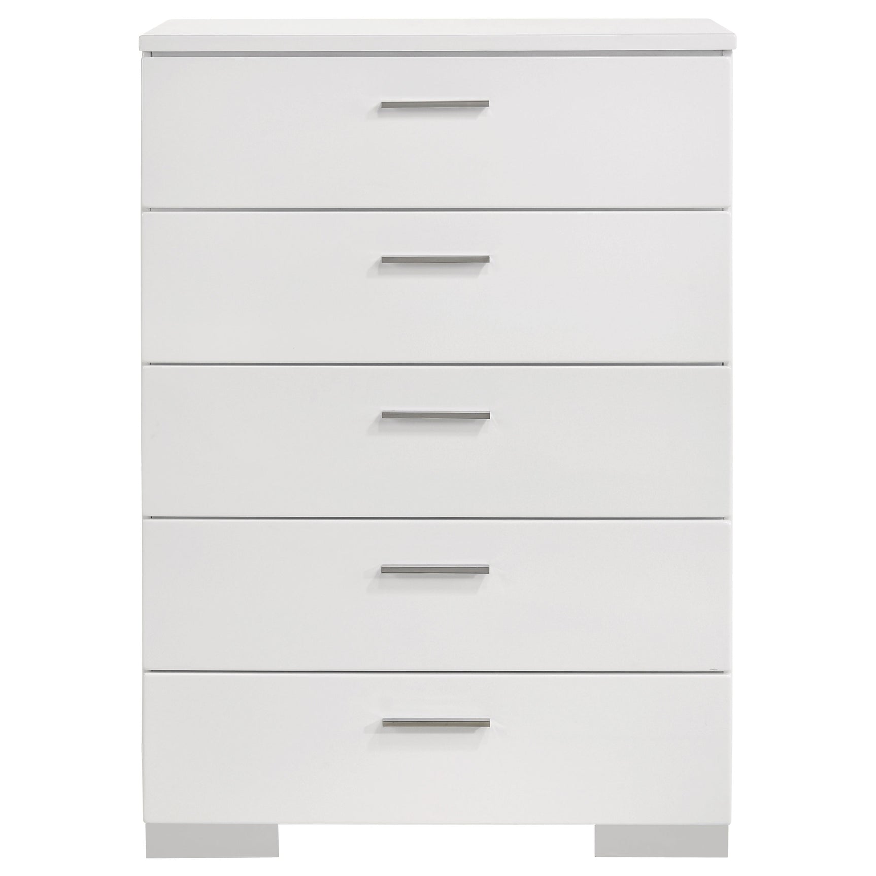 Felicity 5-drawer Bedroom Chest White High Gloss - Tampa Furniture Outlet