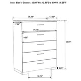 Felicity 5-drawer Bedroom Chest White High Gloss - Tampa Furniture Outlet