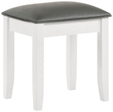 Tampa Furniture Outlet - Coaster - Felicity Upholstered Vanity Stool Metallic and Glossy White - 203507STL