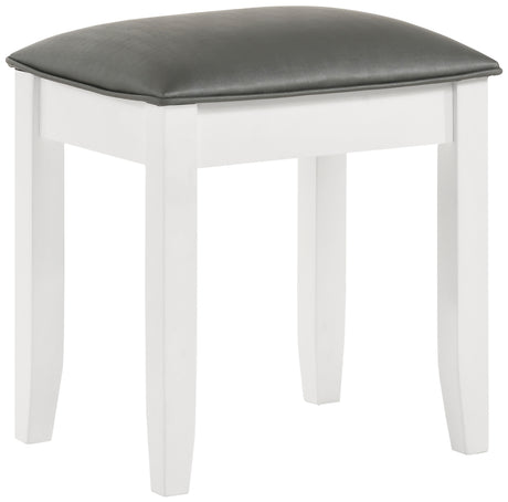 Tampa Furniture Outlet - Coaster - Felicity Upholstered Vanity Stool Metallic and Glossy White - 203507STL