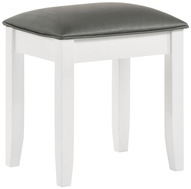 Tampa Furniture Outlet - Coaster - Felicity Upholstered Vanity Stool Metallic and Glossy White - 203507STL
