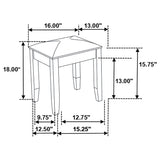 Felicity Upholstered Vanity Stool Metallic and Glossy White - Tampa Furniture Outlet