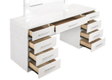 Felicity 9-drawer Vanity Table Lighted Mirror Glossy White - Tampa Furniture Outlet