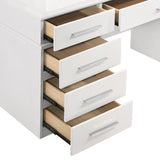 Felicity 9-drawer Vanity Table Lighted Mirror Glossy White - Tampa Furniture Outlet