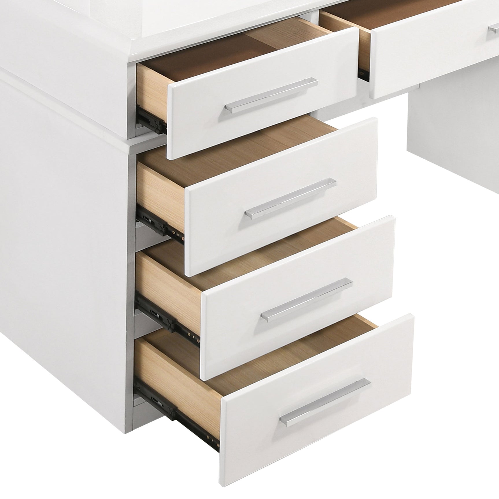 Felicity 9-drawer Vanity Table Lighted Mirror Glossy White - Tampa Furniture Outlet