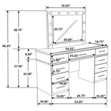 Felicity 9-drawer Vanity Table Lighted Mirror Glossy White - Tampa Furniture Outlet