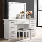Felicity 9-drawer Vanity Table Lighted Mirror Glossy White - Tampa Furniture Outlet