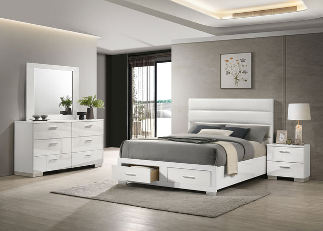 Tampa Furniture Outlet - Coaster - Felicity 4-piece Eastern King Platform Bedroom Set White - 203510KE-S4