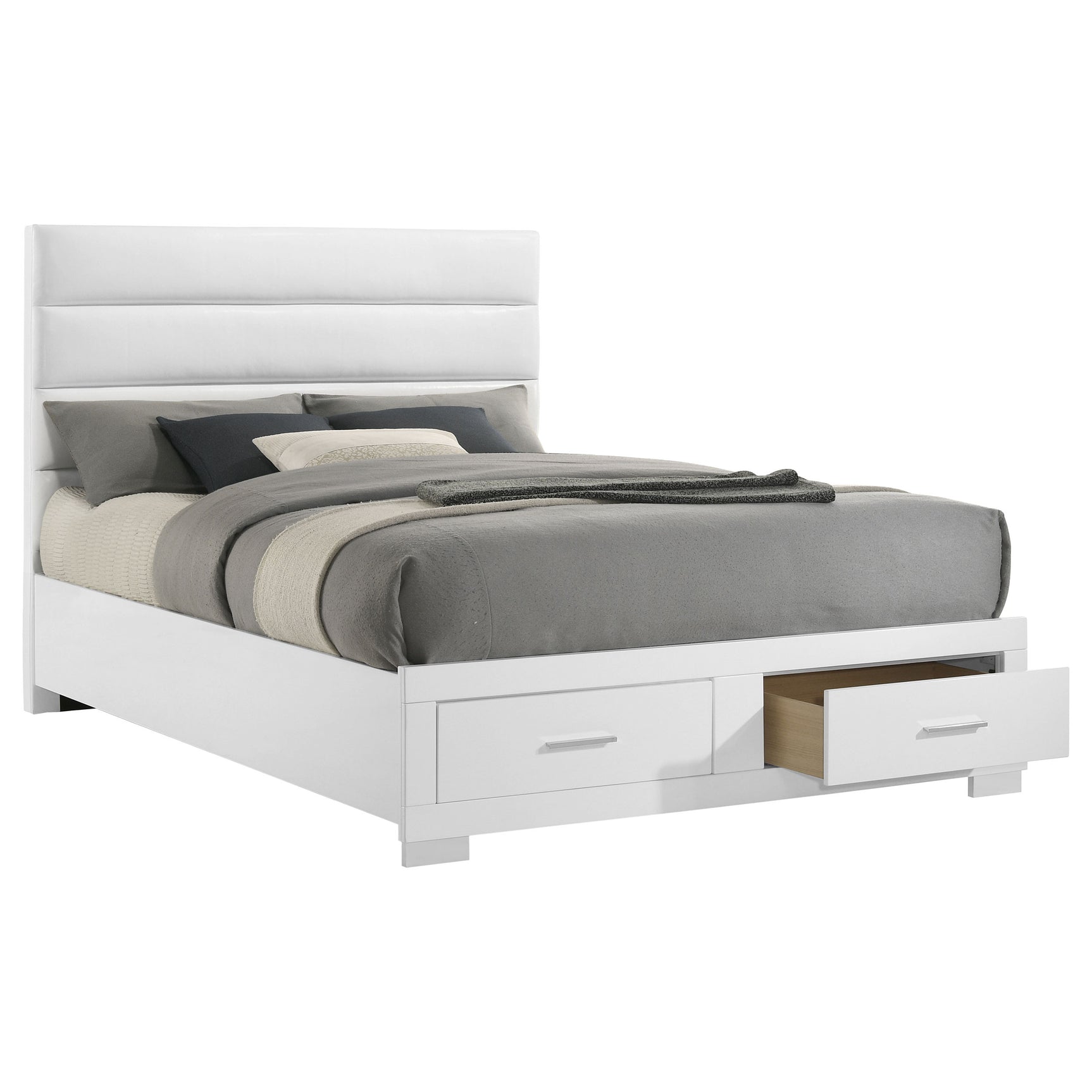 Felicity California King Storage Bed White High Gloss - Tampa Furniture Outlet