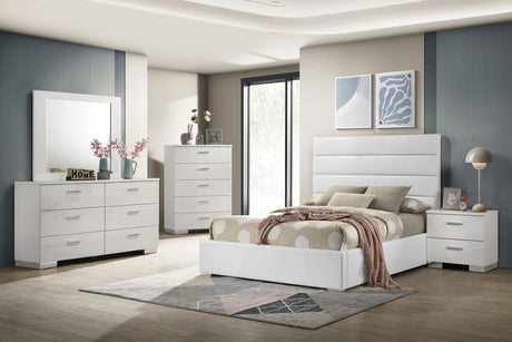Tampa Furniture Outlet - Coaster - Felicity 5-piece Full Bedroom Set White High Gloss - 203511F-S5
