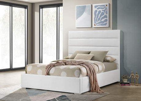 Felicity 53-inch Upholstered Full Platform Bed White - Tampa Furniture Outlet