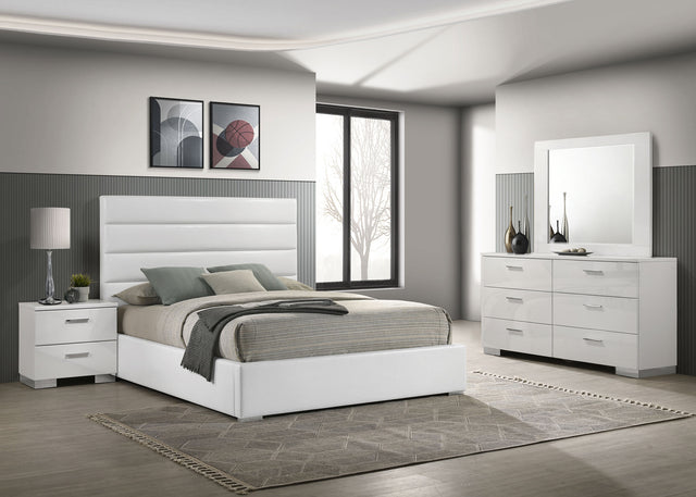 Tampa Furniture Outlet - Coaster - Felicity 4-piece Eastern King Bedroom Set White High Gloss - 203511KE-S4