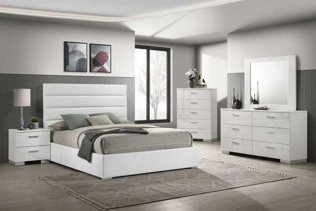 Tampa Furniture Outlet - Coaster - Felicity 5-piece Eastern King Bedroom Set White High Gloss - 203511KE-S5