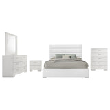 Felicity 5-piece Eastern King Bedroom Set White High Gloss - Tampa Furniture Outlet