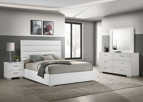 Tampa Furniture Outlet - Coaster - Felicity 4-piece California King Bedroom Set White High Gloss - 203511KW-S4