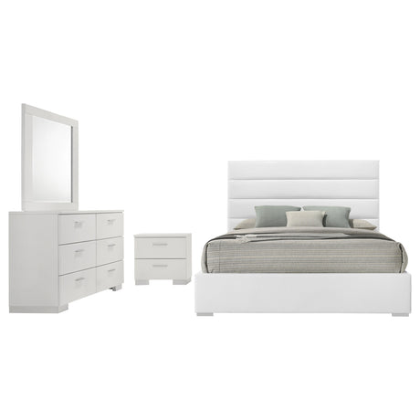 Felicity 4-piece California King Bedroom Set White High Gloss - Tampa Furniture Outlet