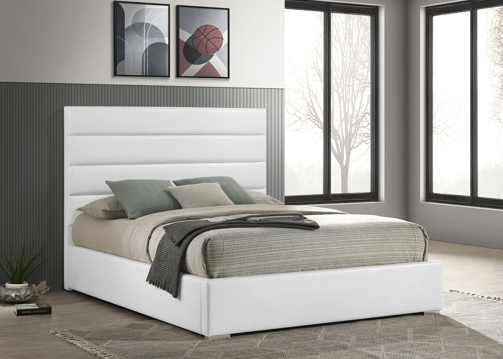 Felicity 53-inch Upholstered California King Bed White - Tampa Furniture Outlet