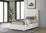 Felicity 53-inch Upholstered Twin Platform Bed White - Tampa Furniture Outlet