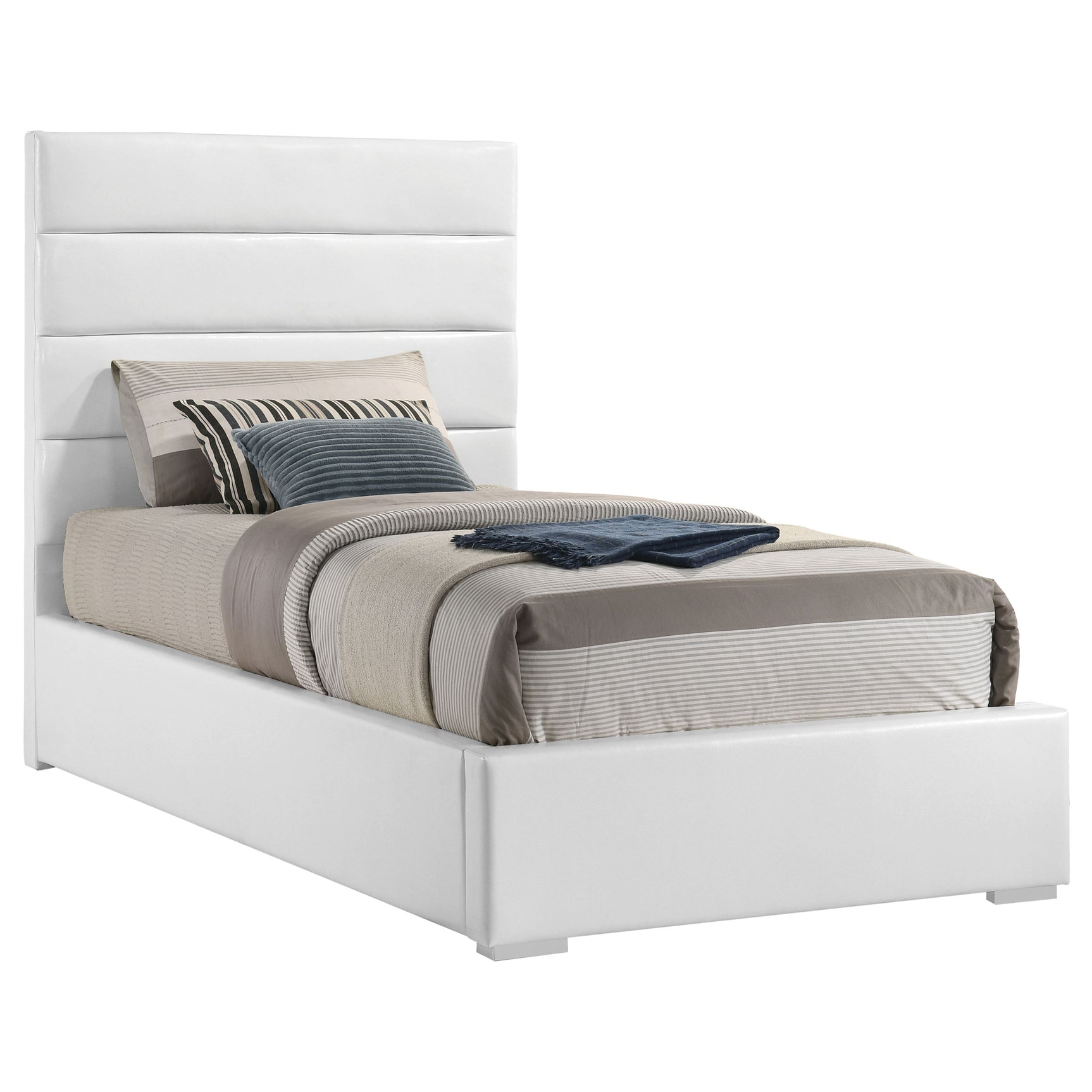 Felicity 53-inch Upholstered Twin Platform Bed White - Tampa Furniture Outlet