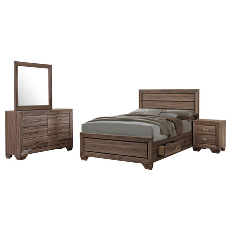 Kauffman 4-piece Eastern King Bedroom Set Washed Taupe - Tampa Furniture Outlet