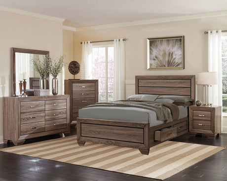 Kauffman 5-piece Eastern King Bedroom Set Washed Taupe - Tampa Furniture Outlet