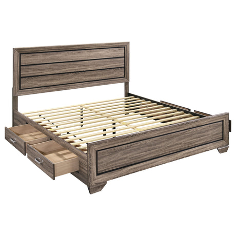 Tampa Furniture Outlet - Coaster - Kauffman Wood Eastern King Storage Panel Bed Washed Taupe - 204190KE