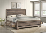 Kauffman Wood California King Storage Panel Bed Washed Taupe - Tampa Furniture Outlet