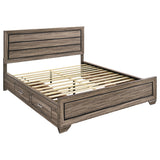 Kauffman Wood California King Storage Panel Bed Washed Taupe - Tampa Furniture Outlet