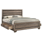 Kauffman Wood California King Storage Panel Bed Washed Taupe - Tampa Furniture Outlet