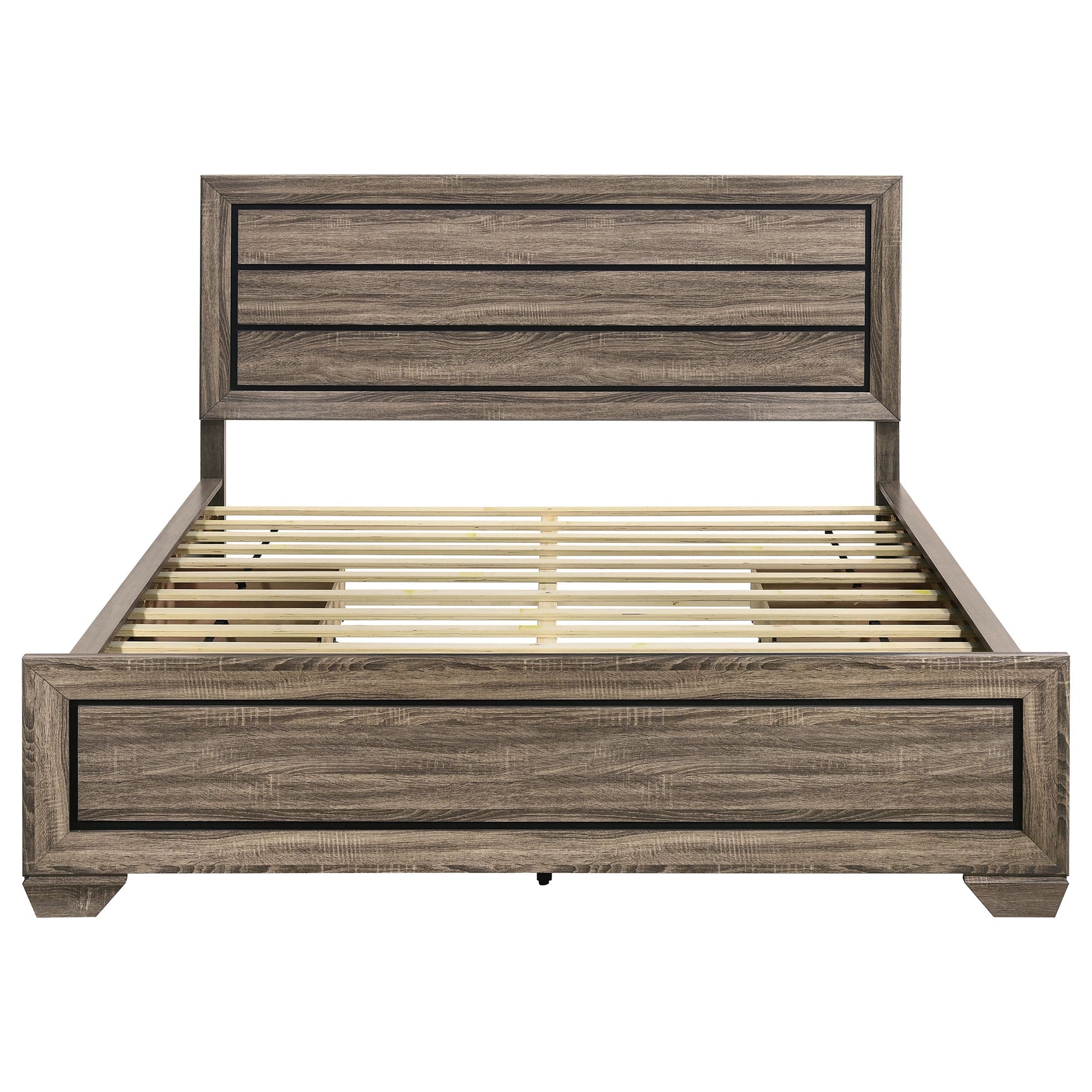 Kauffman Wood California King Storage Panel Bed Washed Taupe - Tampa Furniture Outlet