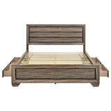 Kauffman Wood California King Storage Panel Bed Washed Taupe - Tampa Furniture Outlet