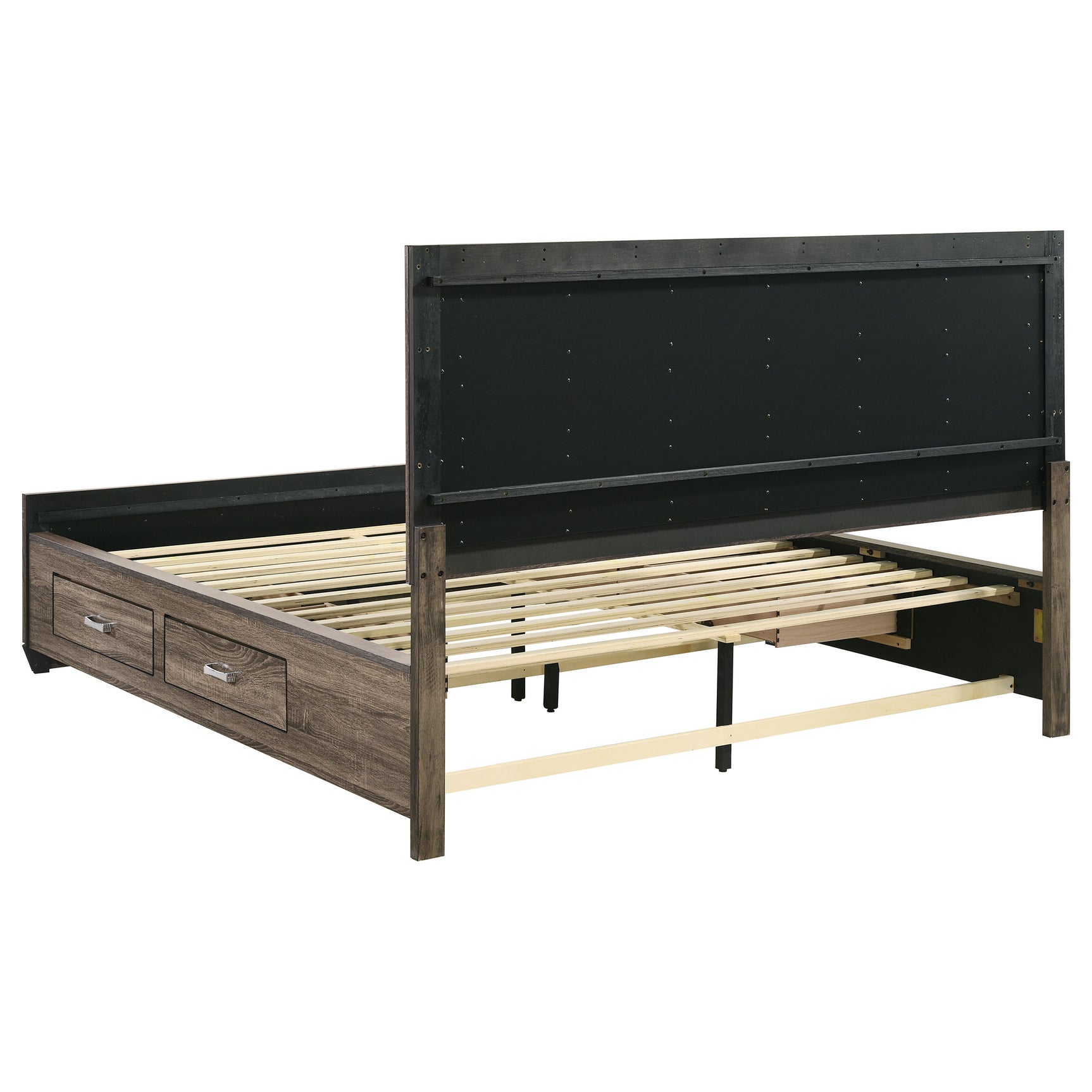 Kauffman Wood California King Storage Panel Bed Washed Taupe - Tampa Furniture Outlet