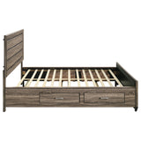 Kauffman Wood California King Storage Panel Bed Washed Taupe - Tampa Furniture Outlet