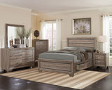 Kauffman Wood California King Storage Panel Bed Washed Taupe - Tampa Furniture Outlet