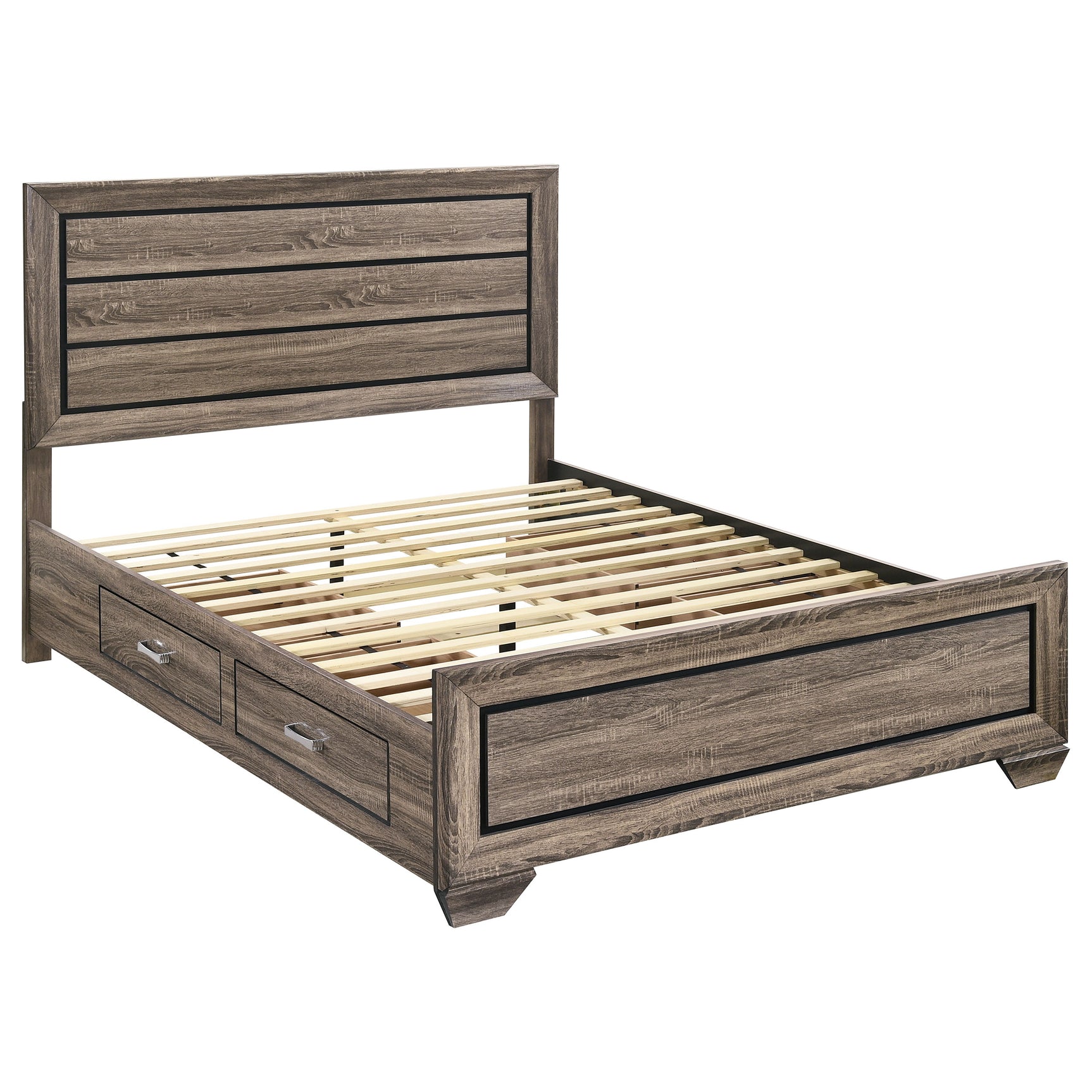Kauffman Wood Queen Storage Panel Bed Washed Taupe - Tampa Furniture Outlet