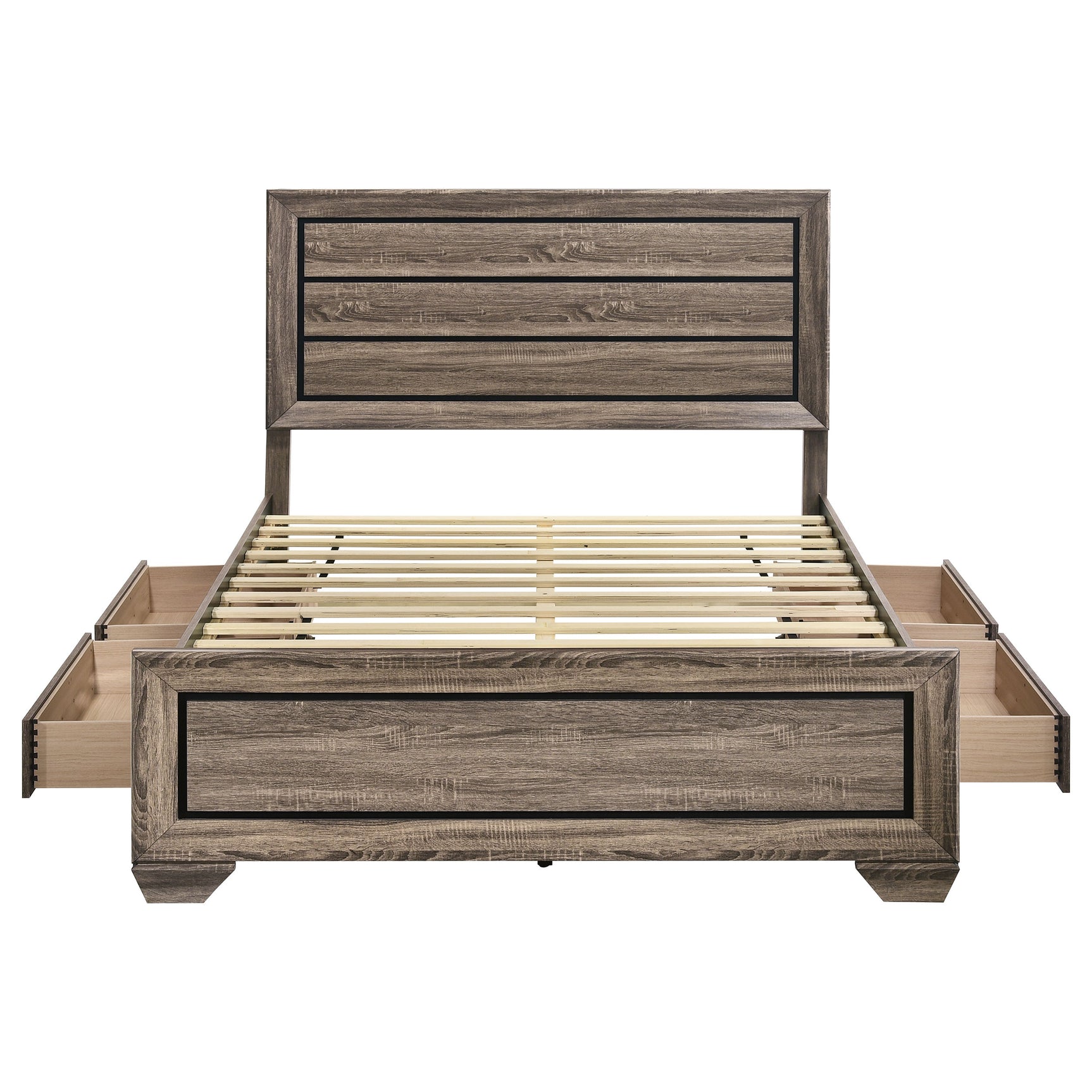Kauffman Wood Queen Storage Panel Bed Washed Taupe - Tampa Furniture Outlet