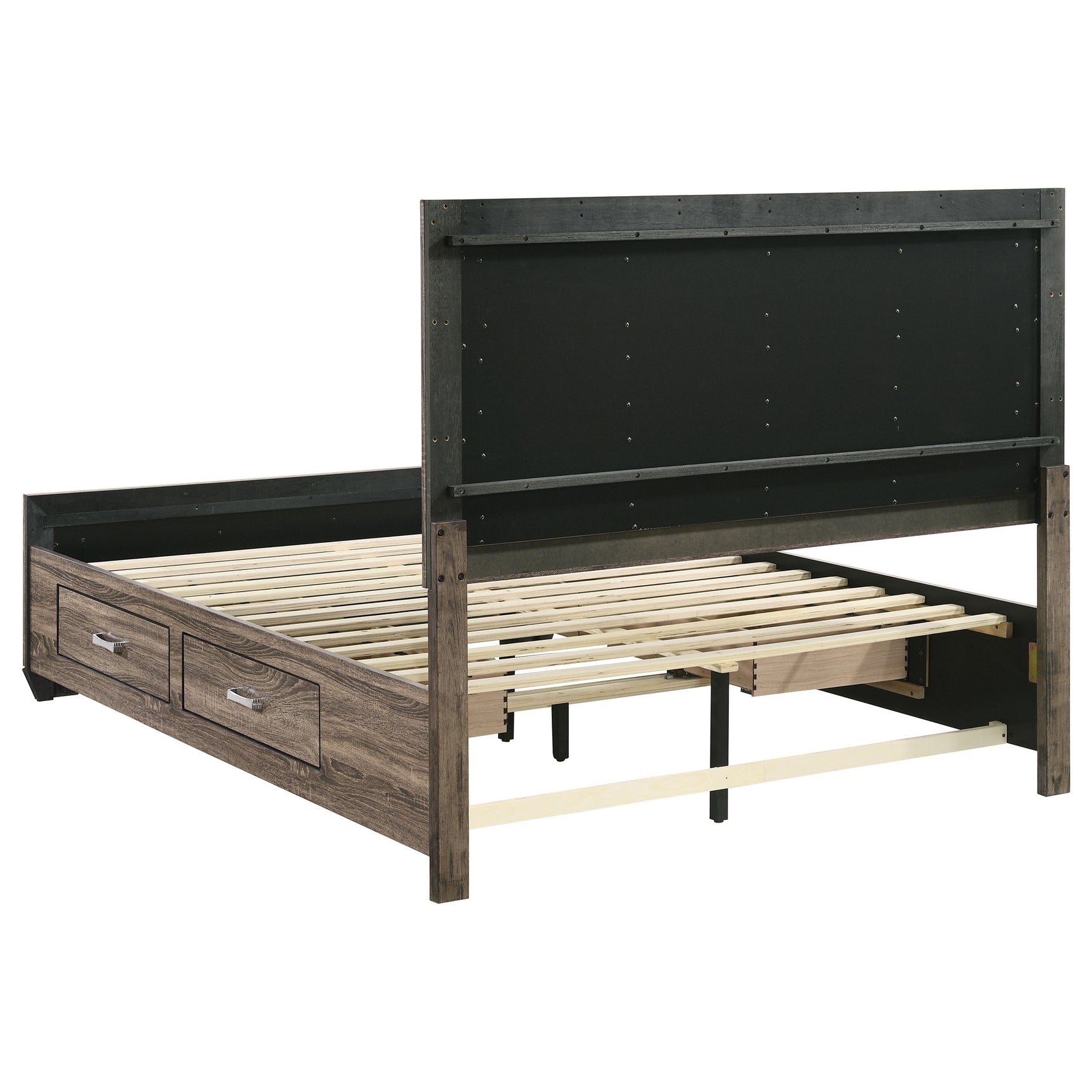 Kauffman Wood Queen Storage Panel Bed Washed Taupe - Tampa Furniture Outlet