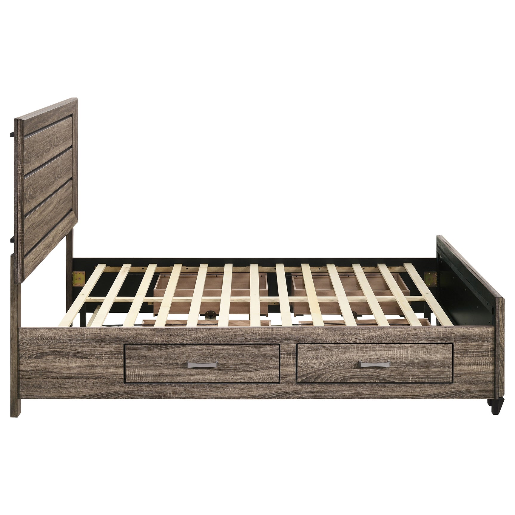Kauffman Wood Queen Storage Panel Bed Washed Taupe - Tampa Furniture Outlet