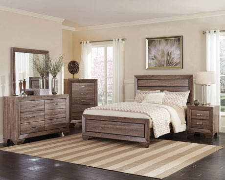Kauffman 5-piece California King Bedroom Set Washed Taupe - Tampa Furniture Outlet